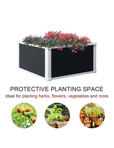 Outsunny Garden Raised Bed Planter Grow Containers for Outdoor Patio Plant Flower Vegetable Pot PP 60 x 60 x 30 cm 845-452