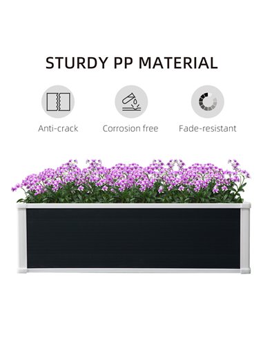 Outsunny Garden Raised Bed Planter Grow Containers for Outdoor Patio Plant Flower Vegetable Pot PP 100 x 80 x 30 cm 845-452V01