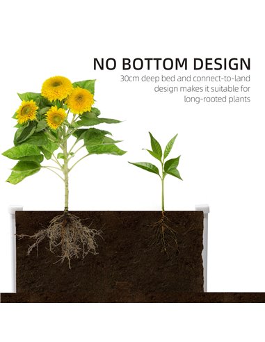 Outsunny Garden Raised Bed Planter Grow Containers for Outdoor Patio Plant Flower Vegetable Pot PP 100 x 80 x 30 cm 845-452V01