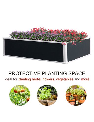 Outsunny Garden Raised Bed Planter Grow Containers for Outdoor Patio Plant Flower Vegetable Pot PP 120 x 90 x 30 cm 845-452V02