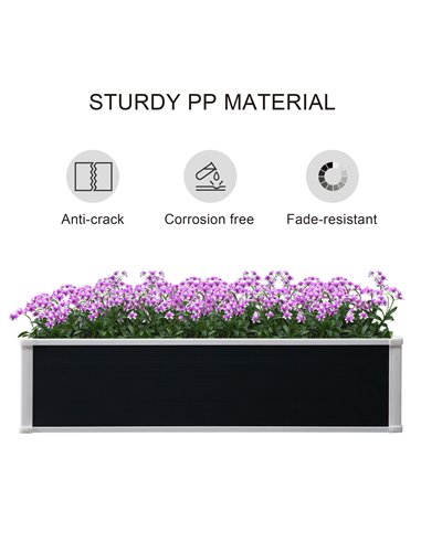 Outsunny Garden Raised Bed Planter Grow Containers for Outdoor Patio Plant Flower Vegetable Pot PP 120 x 90 x 30 cm 845-452V02