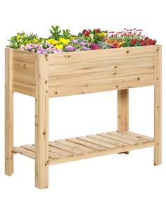 Outsunny Wooden Planter Raised Garden Plant Stand 100x40x84cm, 845-442