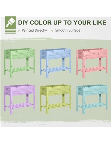 Outsunny Wooden Planter Raised Garden Plant Stand Outdoor Tall Flower Bed Box with Clapboard, Nature Wood Color 100 x 40 x 84cm 