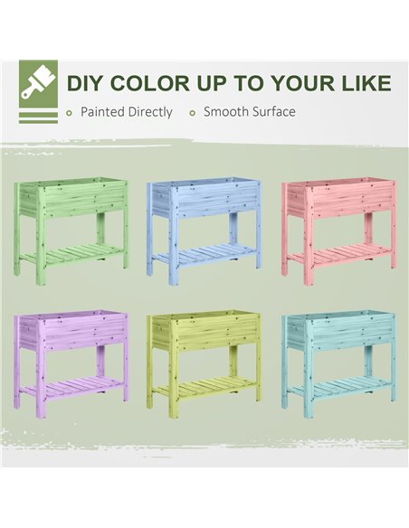 Outsunny Wooden Planter Raised Garden Plant Stand Outdoor Tall Flower Bed Box with Clapboard, Nature Wood Color 100 x 40 x 84cm  - pic 46657 | FastDaddyshop