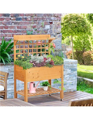 Outsunny Raised Elevated Garden Wooden Bed Planter 105x40x135 cm, 845-475V01