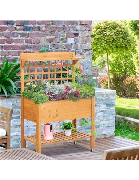 Outsunny Raised Elevated Garden Wooden Bed Planter 105x40x135 cm, 845-475V01 - pic 46661 | FastDaddyshop