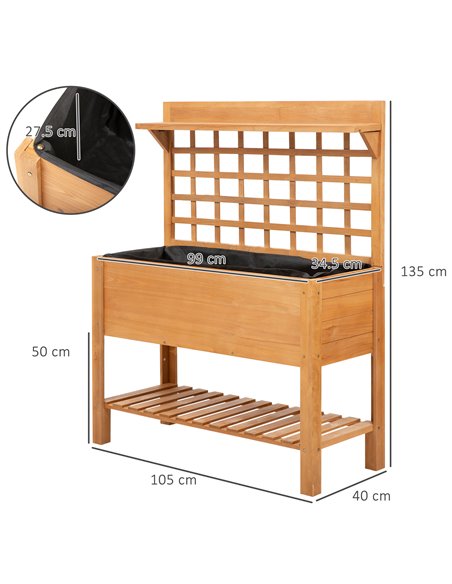 Outsunny Raised Elevated Garden Wooden Bed Planter 105x40x135 cm, 845-475V01 - pic 46662 | FastDaddyshop