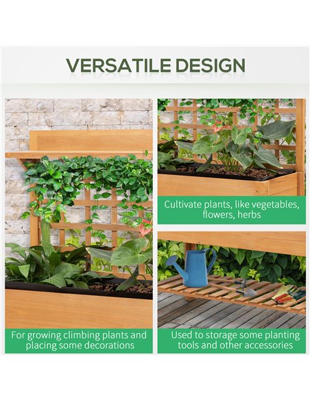 Outsunny Wooden Planter Raised Elevated Garden Bed Planter Flower Herb Boxes for Vegetables with 2 Shelves Solid Wood 105x40x135 - pic 46663 | FastDaddyshop