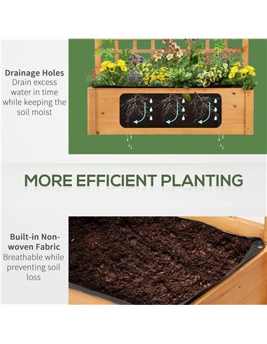 Outsunny Wooden Planter Raised Elevated Garden Bed Planter Flower Herb Boxes for Vegetables with 2 Shelves Solid Wood 105x40x135