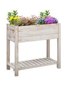 Outsunny Garden Wooden Planter, Raised Bed Elevated Grow Box 845-444