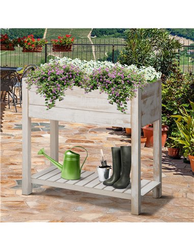 Outsunny Garden Wooden Planter, Raised Bed Elevated Grow Box 845-444