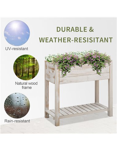 Outsunny Garden Wooden Planter Raised Garden Bed Elevated Grow Box with 2 tiers, 4 Pockets for Vegetable Flower Herb Gardening B