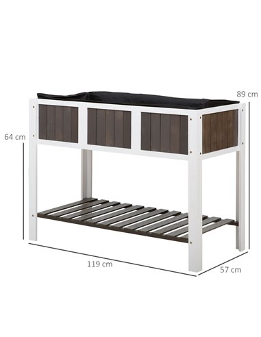Outsunny Raised Elevated Wooden Garden Bed Planter 119x57x89cm, 845-473