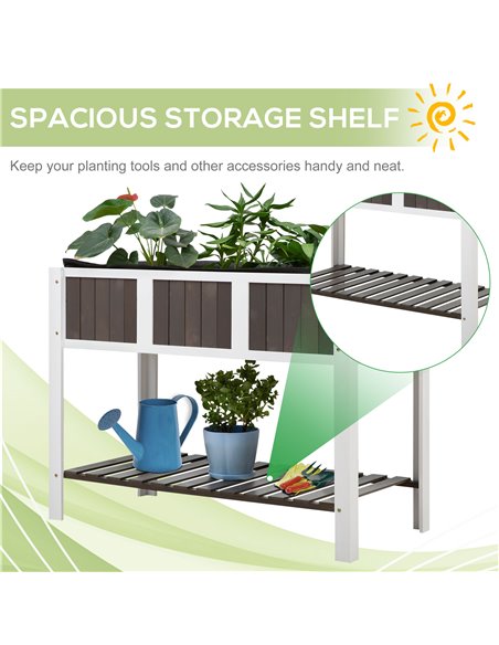 Outsunny Wooden Planter Raised Elevated Garden Bed Planter Flower Boxes with Shelf Solid Wood Outdoor/Indoor, 119x57x89cm 845-47 - pic 46681 | FastDaddyshop