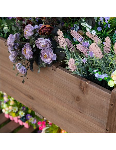 Outsunny Wooden Plant Stand Wooden Planter Raised Garden Plant Stand Outdoor Tall Flower Bed Box with Bottom Shelf, Brown, 123 x - pic 46694 | FastDaddyshop