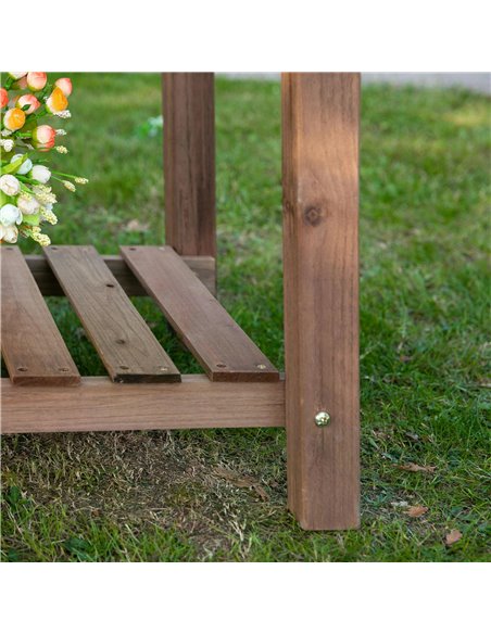 Outsunny Wooden Plant Stand Wooden Planter Raised Garden Plant Stand Outdoor Tall Flower Bed Box with Bottom Shelf, Brown, 123 x - pic 46695 | FastDaddyshop