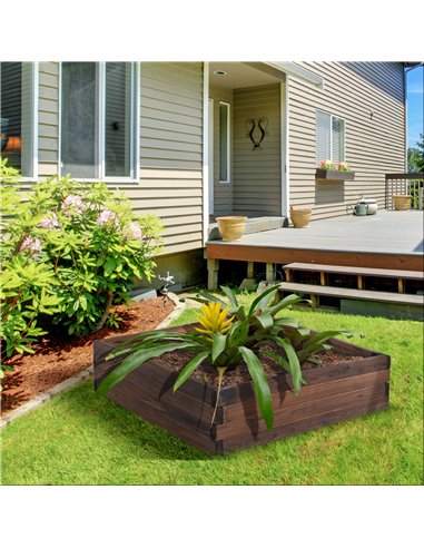 Outsunny Garden Wooden Raised Bed Planter Grow Containers For Outdoor Patio Plant Flower Vegetable 80L x 80W x 22.5H cm 845-453