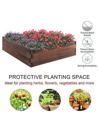 Outsunny Garden Wooden Raised Bed Planter Grow Containers For Outdoor Patio Plant Flower Vegetable 80L x 80W x 22.5H cm 845-453