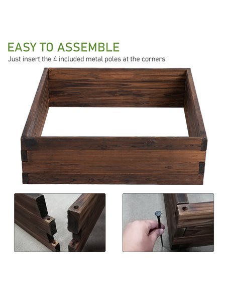 Outsunny Garden Wooden Raised Bed Planter Grow Containers For Outdoor Patio Plant Flower Vegetable 80L x 80W x 22.5H cm 845-453 - pic 46701 | FastDaddyshop