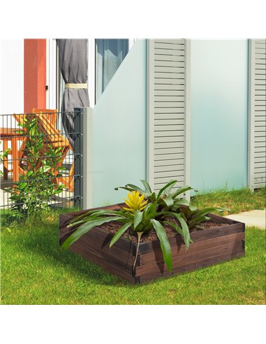 Outsunny Garden Wooden Raised Bed Planter Grow Containers For Outdoor Patio Plant Flower Vegetable 80L x 80W x 22.5H cm 845-453
