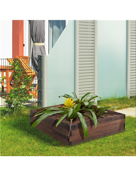 Outsunny Garden Wooden Raised Bed Planter Grow Containers For Outdoor Patio Plant Flower Vegetable 80L x 80W x 22.5H cm 845-453 - pic 46703 | FastDaddyshop