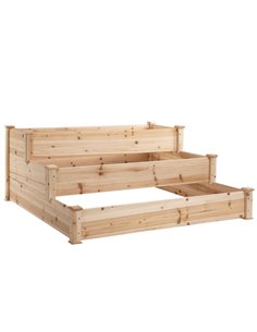 Outsunny 3-Tier Wooden Raised Garden Bed, Planter Box Stand 124x124x56cm, 845-451