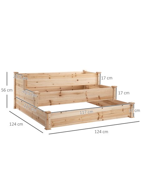 Outsunny Wooden Raised Garden Bed 3-Tier Planter Kit Elevated Planter Box Stand for Yard & Patio 124 x 124 x 56 cm 845-451 - pic 46707 | FastDaddyshop