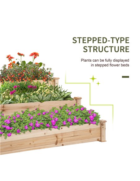 Outsunny Wooden Raised Garden Bed 3-Tier Planter Kit Elevated Planter Box Stand for Yard & Patio 124 x 124 x 56 cm 845-451 - pic 46710 | FastDaddyshop