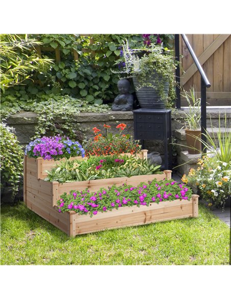 Outsunny Wooden Raised Garden Bed 3-Tier Planter Kit Elevated Planter Box Stand for Yard & Patio 124 x 124 x 56 cm 845-451 - pic 46713 | FastDaddyshop
