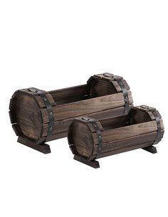 Outsunny 2PCs Wooden Planter Box Flower Plant Pot, 845-448
