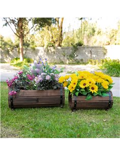 Outsunny 2PCs Wooden Planter Box Flower Plant Pot, 845-448 2
