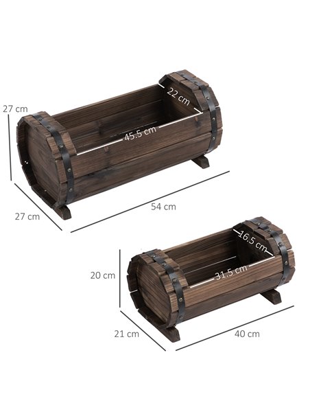 Outsunny 2PCs Wooden Planter Box Flower Plant Pot, 845-448 - pic 46725 | FastDaddyshop