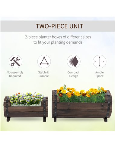 Outsunny 2PCs Wooden Planter Box Flower Plant Pot, 845-448
