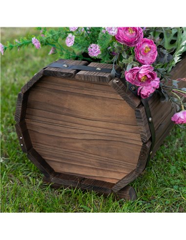 Outsunny 2PCs Wooden Planter Box Flower Plant Pot Outdoor & Indoor Flower Beds Plant Box with Solid Wood Carbonized Colour 845-4