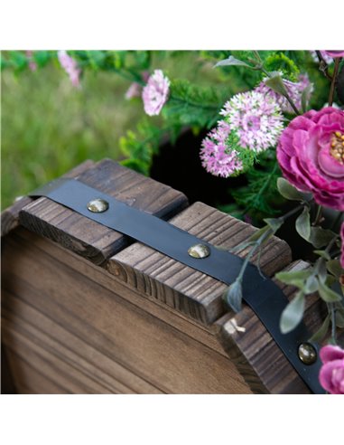 Outsunny 2PCs Wooden Planter Box Flower Plant Pot Outdoor & Indoor Flower Beds Plant Box with Solid Wood Carbonized Colour 845-4