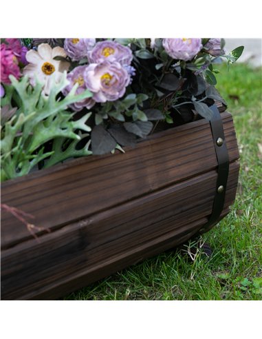 Outsunny 2PCs Wooden Planter Box Flower Plant Pot Outdoor & Indoor Flower Beds Plant Box with Solid Wood Carbonized Colour 845-4