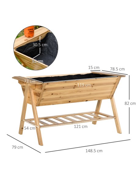 Outsunny Free Standing Wooden Planter Garden Raised Bed Planter Box Outdoor Patio with Storage Shelf Plates 845-469 - pic 46743 | FastDaddyshop