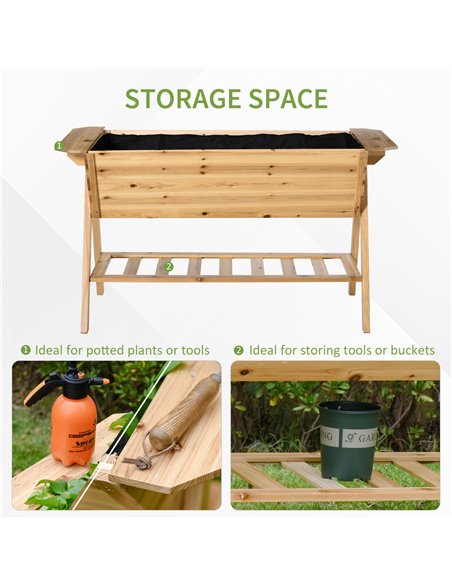 Outsunny Free Standing Wooden Planter Garden Raised Bed Planter Box Outdoor Patio with Storage Shelf Plates 845-469 - pic 46745 | FastDaddyshop