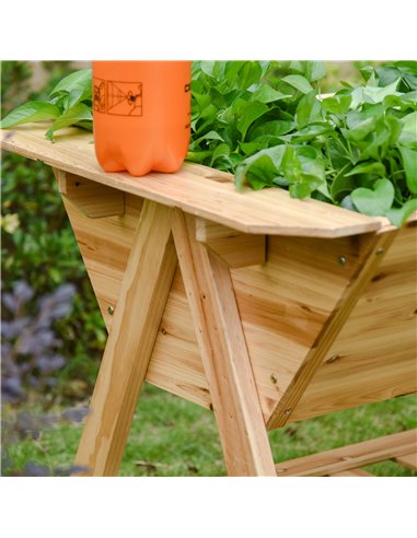 Outsunny Free Standing Wooden Planter Garden Raised Bed Planter Box Outdoor Patio with Storage Shelf Plates 845-469