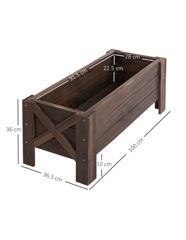 Outsunny Garden Raised Bed Planter Grow Containers 100x36.5x36 cm 845-458