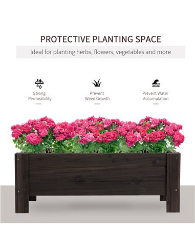 Outsunny Garden Raised Bed Planter Grow Containers for Outdoor Patio Plant Flower Vegetable Pot Fir Wood, 100 x 36.5 x 36 cm 845