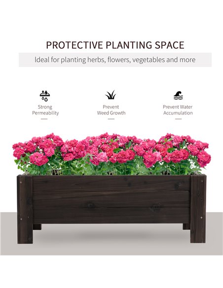 Outsunny Garden Raised Bed Planter Grow Containers for Outdoor Patio Plant Flower Vegetable Pot Fir Wood, 100 x 36.5 x 36 cm 845 - pic 46753 | FastDaddyshop