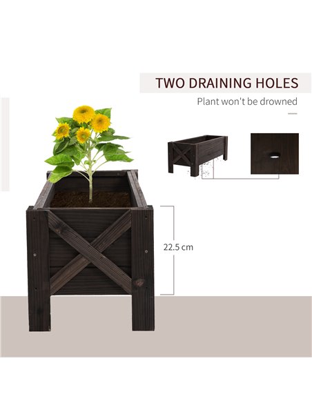 Outsunny Garden Raised Bed Planter Grow Containers for Outdoor Patio Plant Flower Vegetable Pot Fir Wood, 100 x 36.5 x 36 cm 845 - pic 46754 | FastDaddyshop