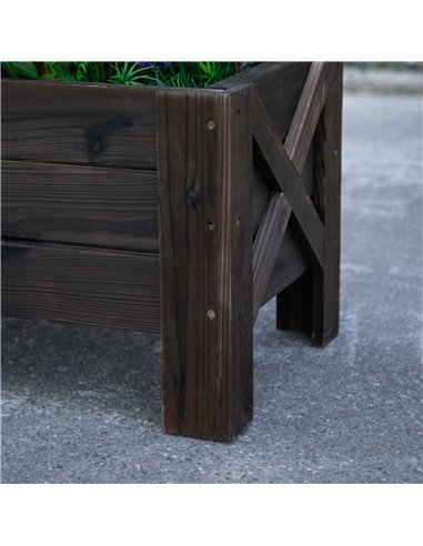 Outsunny Garden Raised Bed Planter Grow Containers for Outdoor Patio Plant Flower Vegetable Pot Fir Wood, 100 x 36.5 x 36 cm 845