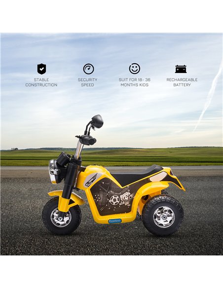 HOMCOM Kids Electric Motorcycle Ride-On Toy 3-Wheels Battery Powered Motorbike Rechargeable 6V with Horn Headlights for 18 - 36  - pic 4678 | FastDaddyshop