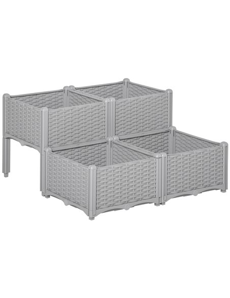 Outsunny Set of 4 Garden Raised Bed Elevated Flower Plant, Grey 845-290V02GY - pic 46786 | FastDaddyshop