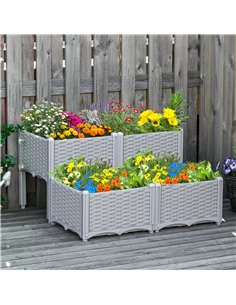 Outsunny Set of 4 Garden Raised Bed Elevated Flower Plant, Grey 845-290V02GY 2