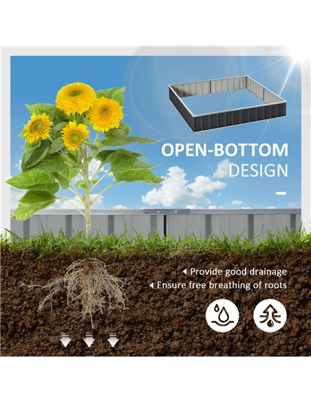Outsunny Metal Raised Garden Bed, DIY Large Steel Planter Box, No Bottom w/ A Pairs of Glove for Backyard, Patio to Grow Vegetab - pic 46798 | FastDaddyshop