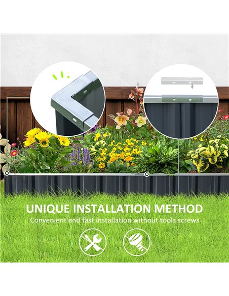 Outsunny Metal Raised Garden Bed, DIY Large Steel Planter Box, No Bottom w/ A Pairs of Glove for Backyard, Patio to Grow Vegetab - pic 46799 | FastDaddyshop