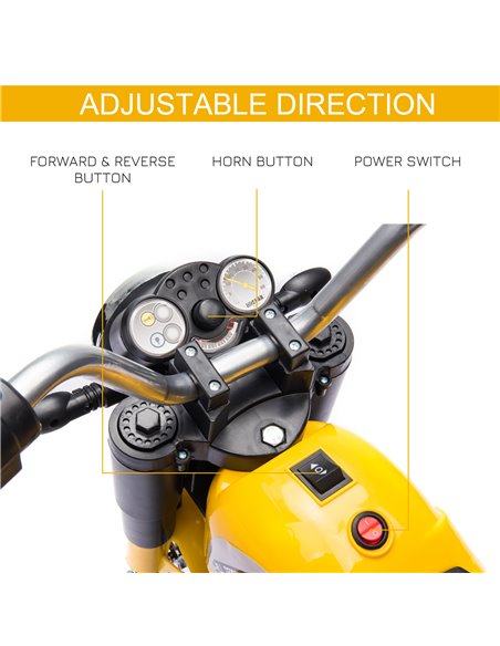 HOMCOM Kids Electric Motorcycle Ride-On Toy 3-Wheels Battery Powered Motorbike Rechargeable 6V with Horn Headlights for 18 - 36  - pic 4680 | FastDaddyshop